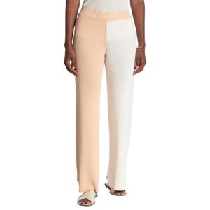 NWT Ronny Kobo Two Tone Ribbed Knit Pants Wide Leg Stretchy Beach Clean Girl szM
